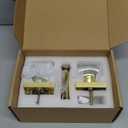 Coolnews Gold Glass Door Knobs with Lock - Satin Brass Modern Crystal Interior for Bedroom and Bathroom (Privacy)