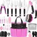 Pink Garden Tool Set Gardening Items for Women - 24PCS Heavy Duty Garden Tools with Detachable Storage Bag, Succulent Tool Set, Weeder