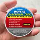 LYLTECH White Electrical Tape, 66 feet x 3/4 inch x 7 mils-600V,Pass UL/CSA Certification. Waterproof,Flame Retardant,Strong Adhesive, 14 to 176(White)