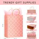 12 Pack 13" Large Kraft Paper Gift Bags Assortment with Tissue Paper & Handles, 12 Unique Solid & Geometric Pattern Designs for Birthdays, Anniversary, Father's Day, Holidays and Other Occasions