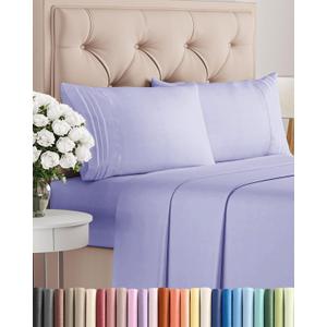 Queen Size 4 Piece Sheet Set - Comfy Breathable & Cooling Bed Sheets Set - Hotel Luxury Bedding for Women, Men, Kids, Teens, Boys & Girls - Deep Pockets, Ultra-Soft, Wrinkle Free - Oeko-Tex - Lavender
