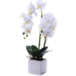 Orchids Artificial Fake Flowers with Vase for Table Centerpieces, Fake Orchids in Pots Orquideas Real Touch Flowers Large Vivid Faux Phalaenopsis White Orchid Plant Indoor Room Decoration