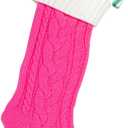 Nanou Christmas Stockings 18" Knitted Christmas Socks Family Holiday Decorations Great Big Stockings for Gift to Family, Friends and Kids (Rose Pink(Body)+Ivory(Mouth), Length 18",Pack 1)