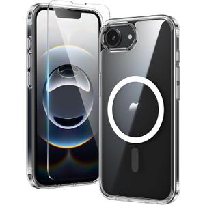 FNTCASE for iPhone 16e Case: Clear Magnetic Rugged Protection | Military Grade Slim Anti Yellowing Phone Cases | Shockproof Scratch-Resistant Transparent Phone Cover(Clear)