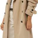 Farktop Womens Oversized Long Trench Coat Double Breasted Lapel Windproof Overcoat with Belt (Beige, M)