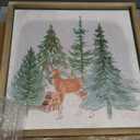 2PCS Vintage Forest Deer Framed Wall Art Set Rustic Farmhouse Artwork Prints Wall Decor for Home Bedroom Living Room 16.5x16.5 Inch