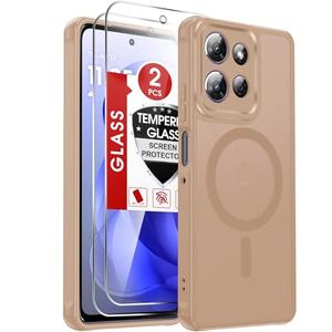 LeYi for Motorola Moto G-Power-2025/2026 Case: Motorola G Power 2025 Case [Mag-Safe Fit] with 2X Screen Protector & Raised Camera Guard, Full Body Protection para Phone Case Moto G Power 2026, Gold