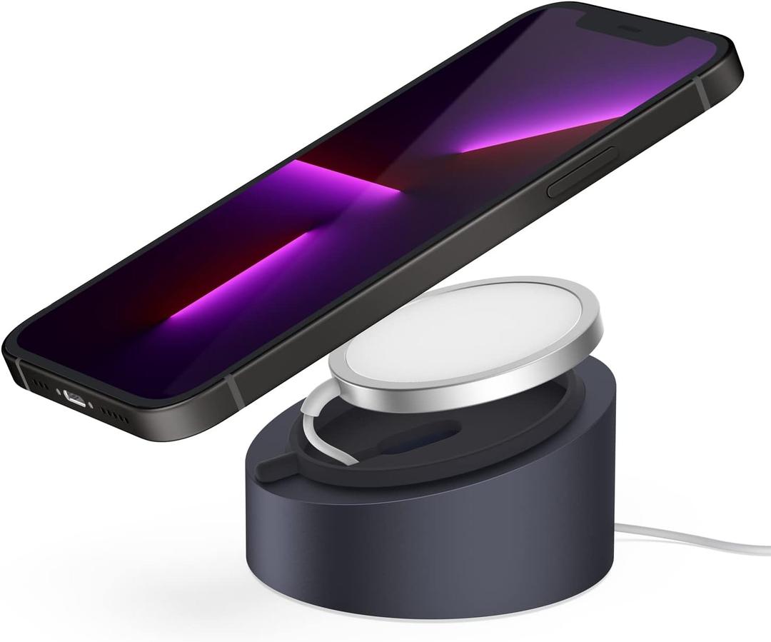 Stouchi Mag- Safe Charger Stand for 25W/15W MagSafe Charger Heavy-Duty Premium Metal Holder Base Desktop Tablet Mount for iPhone 17/16 Pro /16/15 Pro/15/14/13/12 -Grey