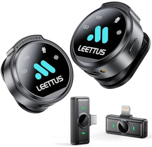 Mini Microphone for iPhone 17/16/157/Android/Tablet,Lavalier Wireless Microphones with Dual Receivers, DSP Noise Cancellation,Magnetic Clip,18H, Ideal for Video Recording,Podcast,Interviews, Gifts