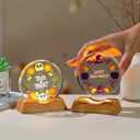 2Pcs Cute Halloween Night Light Decorations, Witch Happy Halloween &Ghost Trick or Treat Warm Light with LED Base,Spooky Indoor Desktop Decor(3.5x3.7inch)