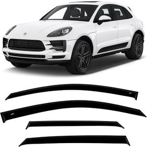 CT Wind Visor Deflectors Set of 4-Piece - Car Ventvisor Door Side -Window Air Guard Deflectors for Protection Against Snow Sun and Rain Compatible with Porsche Macan 2014-2023 - Dark Smoke