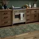 DCX Green 2x6 Runner Rug, Machine Washable with Non Slip Backing Vintage Floral Hallway Runner Rug Soft Low Pile Stain Resistant, Kitchen, Bathroom, Front Door Dark Green