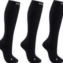 Men & Women's Compression Socks 20-30mmHg 3 Pairs for Nurses,Pregnancy,Travel,Running,Athletic,Cycling (Black)