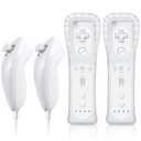 FASIGO Remote Controller with Nunchuck, Compatible with Nintendo Wii/Wii U, 2 Pack (White)
