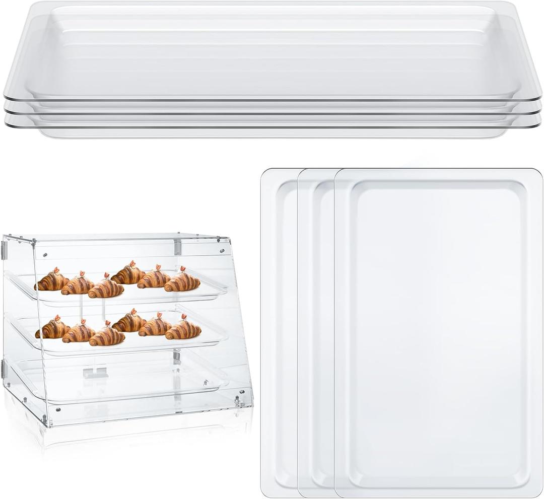 3 Pack Clear Acrylic Bakery Display Case Tray 20.7 x 12.6 x 1.1" Acrylic Tray Bakery Display Case Countertop Replacement for 2/3/4 Tier Pastry Baked Goods Bread Bagel Retail Commercial Home