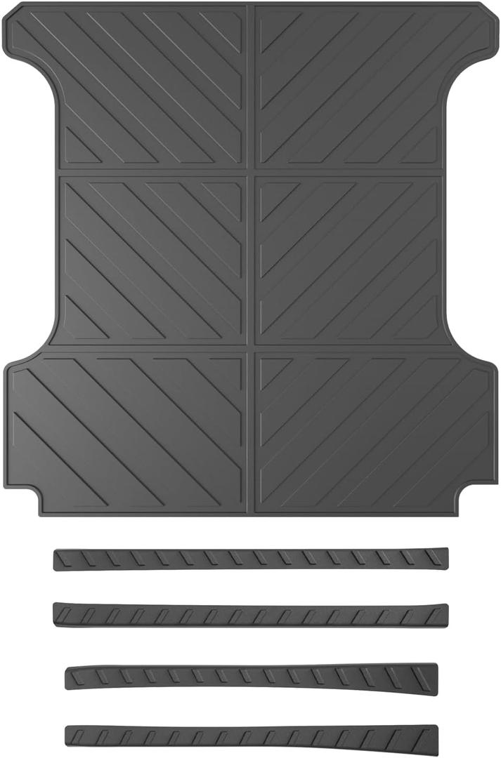 powoq 5.7FT Bed Mat Compatible with 2019-2025 Dodge Ram 1500 Cargo Mat Door Sill Protector TPE Truck Bed Liner Replacement for 2019 2020 2021 2022 2023 2024 2025 Dodge Ram 1500 Accessories