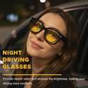 LVIOE Night Vision Glasses for Driving Women Men Yellow Glasses for Night Driving Glare Polarized Wear Over Eyeglasses N4201 (A01 Glossy Black Frame / Night Vision)