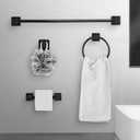Matte Black Bathroom Hardware Set 4 Pieces,Bathroom Accessories Set Stainless Steel Wall Mounted, Hand Towel Bar, Towel Ring, Robe Towel Hooks,Toilet Paper Holder,Towel Bar Set, 23.6 Inch