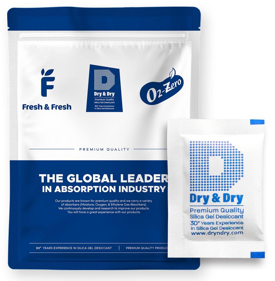 Dry & Dry 5 Gram [100 Packets] Silica Gel Packets Silica Gel Desiccants, Silica Gel Packs - Rechargeable (Food Safe) Silica Gel Packets, Silica Packets
