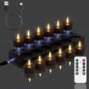 GenSwin 12 Rechargeable Tea Lights Candles with Charging Base and Remote Timer, Flameless LED Tealight Candles Battery Operated Halloween Fall Wedding Table Centerpieces (Black, 1.57 x 1.85)