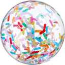 Civaner 10 Pcs Inflatable Glitter Beach Balls 16 Inch Large Sparkly Confetti Pool Balls for Christmas Party Decorations Clear Blow up Balloon Toys for Birthday 2025 New Year Summer(Colorful)