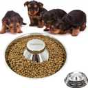 Puppy Dog Bowl, Stainless Steel Multiple Puppies Feeder, Dogs Basic Food and Water Bowls Weaning Dish for Small, Medium and Large Dogs Pets