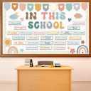 6 x 72Pcs Boho Affirmation Bulletin Board Set Motivational Paper Cutouts for Classroom Decorations in This School Bulletin Board Boho Inspirational Rainbow Wall Decors for School Home Classroom Decor, Mix