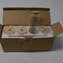 Drinking Glasses with Bamboo Lids and Glass Straw 4pcs Set - 16oz Glass Cups, Iced Coffee Glasses, Cute iced Tea Glasses, Beer Glasses, Ideal for Coffee Bar Accessories, Aesthetic Gift - 2 Brushes