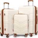 Luggage Sets 3 Piece with Spinner Wheel, Hardside Suitcase Set with TSA Lock, Expandable Travel Luggage for Men and Women, White (20in24in28in)