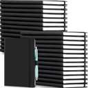 Laumoi 28 Pack PU Leather Lined Notebook Journal Bulk A5 Hardcover Notebook College Ruled 5.5 x 8.2 Inch Journal with Pen Holder for School Business Work Writing(Black,Simple)