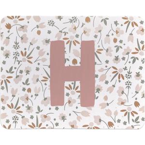 Rusenbao Custom Floral Mouse Pad, Cute Small Pink Flower Personalized Mouse Pad for Women, Customizable Initial Non-Slip Rubber Base MousePads for Desk Wireless Mouse, Laptop, 9.5x7.9 Inch(Letter H)