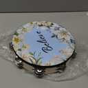 Fiada Tambourines for Adults 10 Inch Church Christian Flowers Dance Tambourine Double Row Jingle Bible Hand Bell Drum for Church Pray Party Percussion Musical Instrument Hand Bell Clap Drum (Believe)