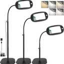 Upgraded 30X 10X Floor Magnifying Glass withLight and Stand, Heightened 3-in-1 Hands FreeMagnifying Lamp for Close Work, Large Magnifiers forReading Sewing, Crafts, Painting, Hobbies (Black)