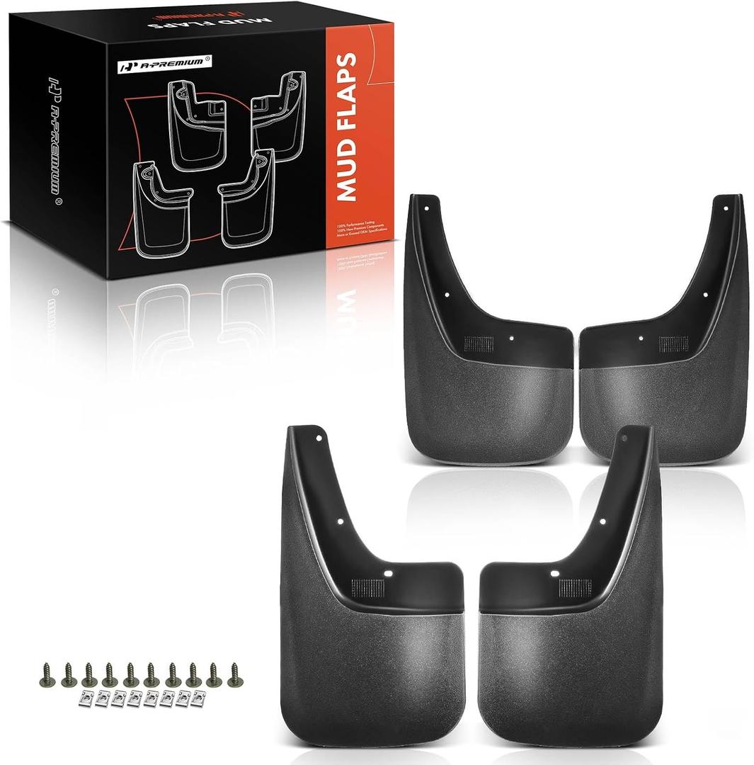 A-Premium Mud Flaps Compatible with GMC Sierra 1500 2014-2019, Sierra 2500 HD 3500 HD 2015-2019, Pickup, No Drilling Required Mud Guards with Hardware Accessories, Set of 4 Front and Rear