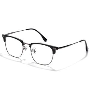 ZanyLen Blue Blocker Glasses for Men Metal Browline Computer Gaming Glasses With Blue Ray Filter (Gunmetal/Black TR90 Eyeglasses)