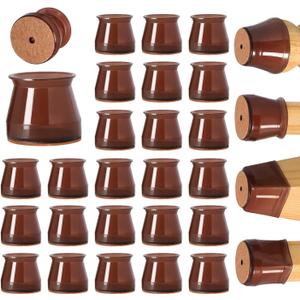 24 Pcs Brown Chair Leg Floor Protectors, Furniture Felt Pads Silicone Covers caps for Chairs,Chair Leg Protectors for Hardwood Floors (Large fit:1.3''-2'')