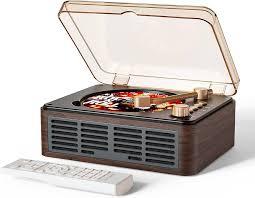 CARONSORT CD Player with Speakers Bluetooth Nostalgic Retro Portable CD Players for Home Wood Music Player FM Radio for HomeWired and Remote ControlWalnut Brown