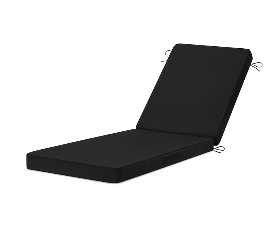 Chaise Lounge Cushions Outdoor, 32"x48"x6" Outdoor Chair Cushion with Removable Cover, 4 Adjustable Ties Lounge Chair Cushions for Outdoor Furniture, Black
