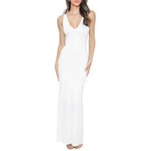 Amazon.com: TRENDY VIBEZ Womens V Neck Maxi Dress, Sexy Sleeveless Formal Casual Bodycon Long Dress, Summer Wedding Guest Dresses, White, Large : Clothing, Shoes & Jewelry