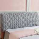 CAMZ Velvet Bed Headboard Cover for Full Queen Cal King Size, Quilted Bed Headboard Slipcover Thicken Dustproof Headboard Padding Protector Cover (Crystal Grey,Queen:160cm(63"))