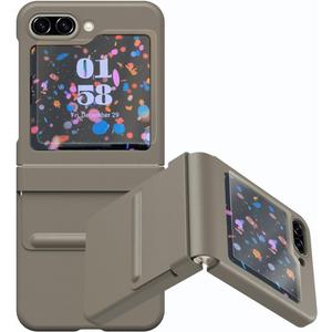 Samsung Galaxy Z Flip 5 Case with Screen Protector & Hinge Protection, Soft Leather Touch Protective Cover, Anti-Scratch Non-Slip Shockproof Case for Z Flip 5 2023, Etoupe Grey