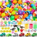 JOYIN 100 Pcs Prefilled Easter Eggs with Toys Plus Stickers, Filled with Toys Party Favors for Kids Boys Girls Easter Eggs Hunt, Basket Stuffers Fillers, Classroom Prize Supplies