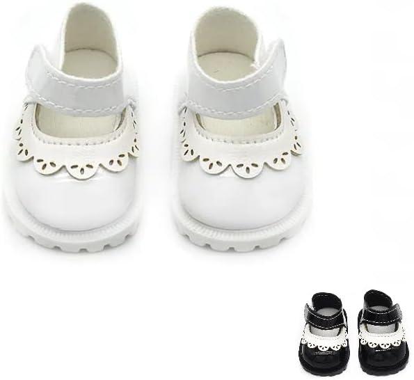 Doll Shoes Compatible with 17 cm Dolls, Versatile Doll Shoes with Custom Fit - Hook & Loop Fastening for Easy On/Off, Doll Accessories Secure for Bag Clip, No Doll(White)