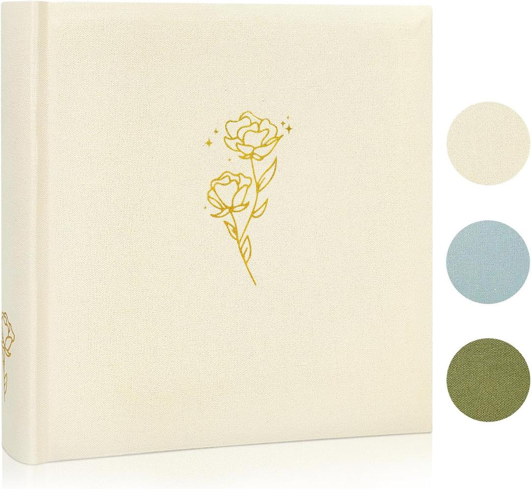 4x6 Photo Albums with Writing Space 100Page,200 Pockets-Acid Free Rose wedding photo album Book,Cute Gifts for Family Anniversary,Beige