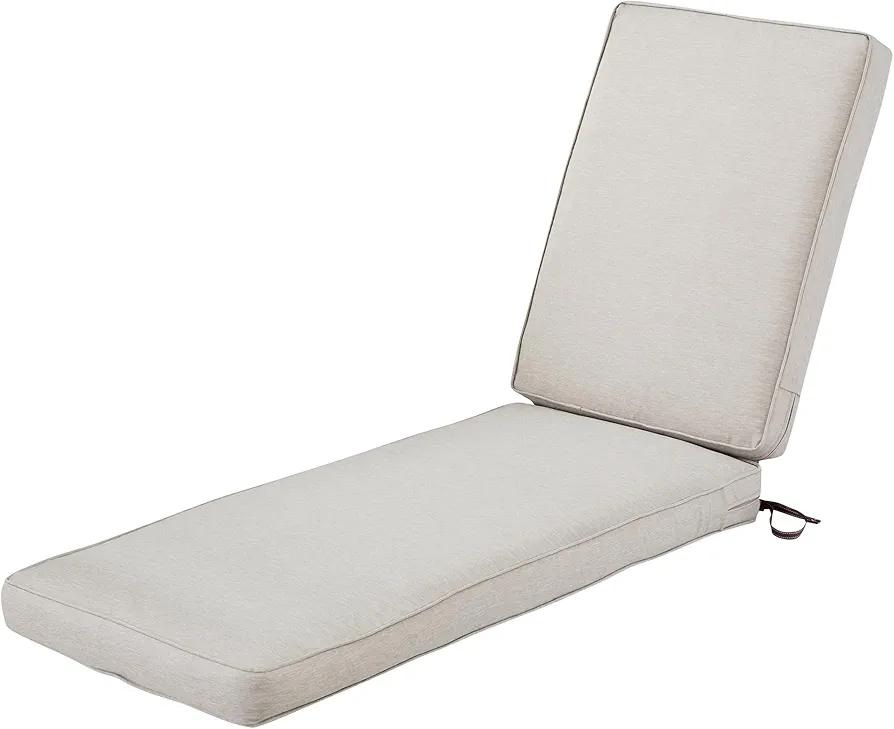 Classic Accessories Montlake FadeSafe Water-Resistant 72 x 21 x 3 Inch Patio Chaise Lounge Cushion, Heather Grey