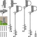 30" Heavy Duty Screw in Ground Anchors Kit, 3" Spiral Windproof Earth Anchors for Trampoline, Shed, Swing Set & Mobile Home, Fully Welded Steel with Nut Driver Drill Bit (Set of 4)