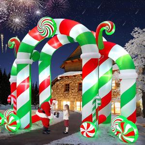Kalolary 13FT Christmas Archway Inflatables with LED Light, Giant Xmas Candy Arch Inflatable Stereoscopic Blow up Christmas Outdoor Yard Decorations for Square Shopping Mall Lawn Garden Holiday Party