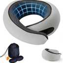 Travel Neck Pillow- 360 Ergonomic Memory Foam Travel Neck Pillow Airplane,Premium Breathable Relief Neck Pain for Long Flights,Car & Office (Gray)