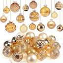Liliful 24 Pcs Light Gold Glass Christmas Ball Ornaments Christmas Tree Decoration Hanging Balls Neutral Vintage Mercury Ornaments for Xmas Festival Home Wedding Holiday Farmhouse Decor, 2.36 Inch