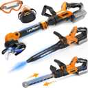 3-IN-1 Kids Garden Tools with Lights and Sounds, Weed Wacker Toy, Leaf Blower Toy, and Hedge Trimmer, Yard Tools Outdoor toys for Boys Pretend Role Play, Christmas Birthday Gifts for Kids 3,4,5,6,7,8+